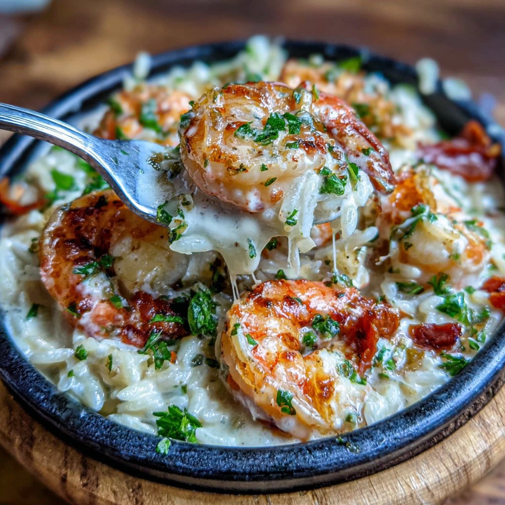 Garlic Butter Shrimp With Orzo