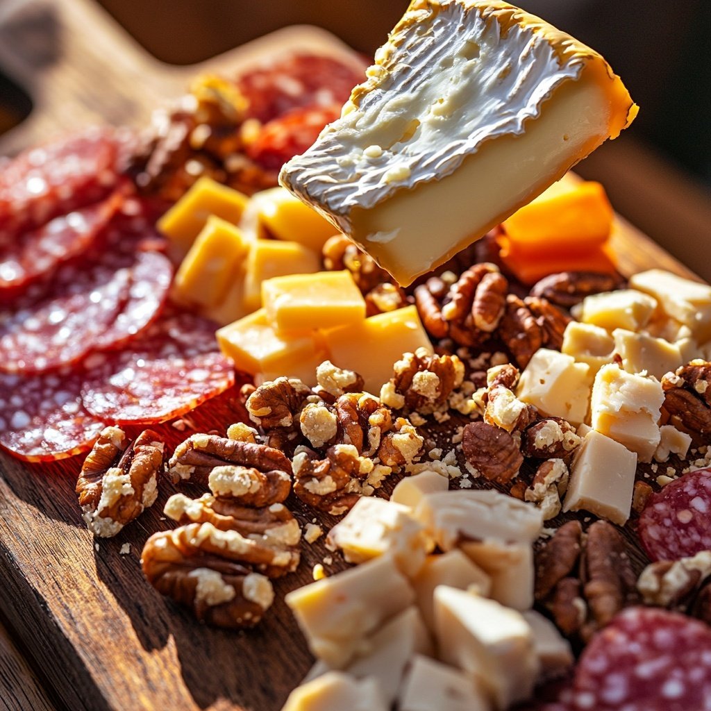 Valentines Charcuterie Board with Cheese and Nuts