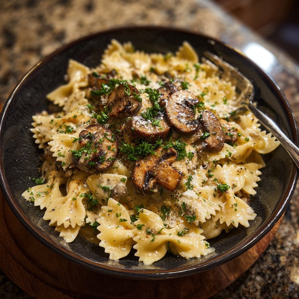 Bow Tie Pasta With Mushroom Cream Sauce
