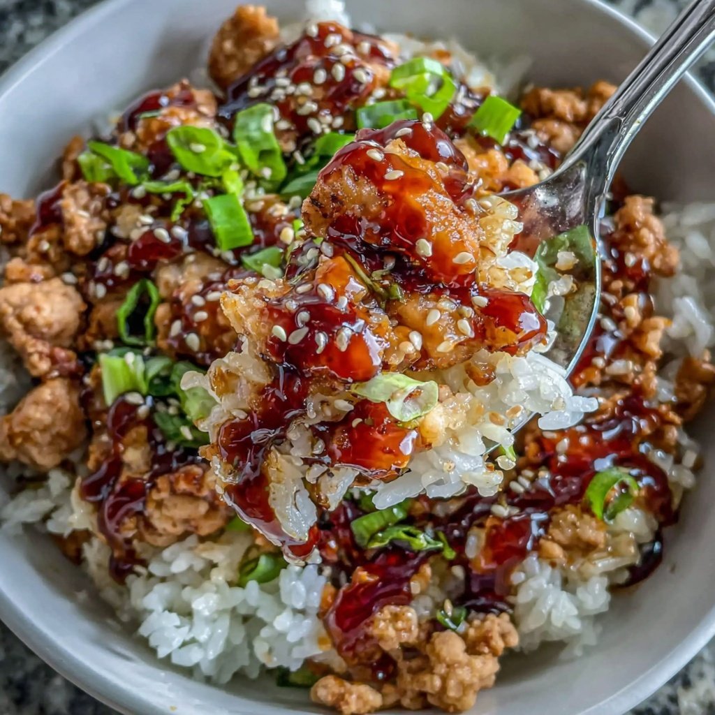Ground Chicken Teriyaki Rice Bowl