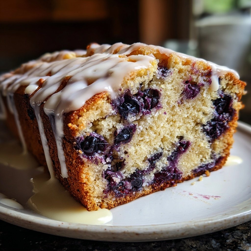 Blueberry Lemon Loaf With Glaze