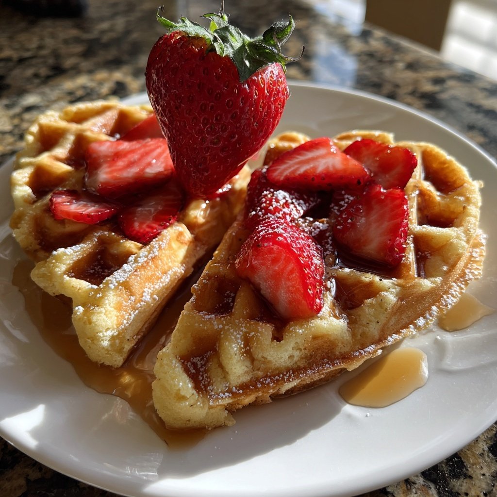 Valentines Breakfast Strawberry Waffles