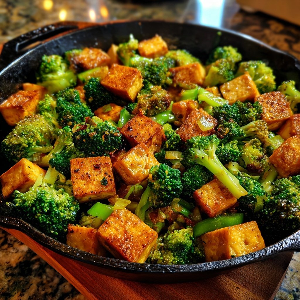 Healthy Dinner Broccoli Tofu Skillet