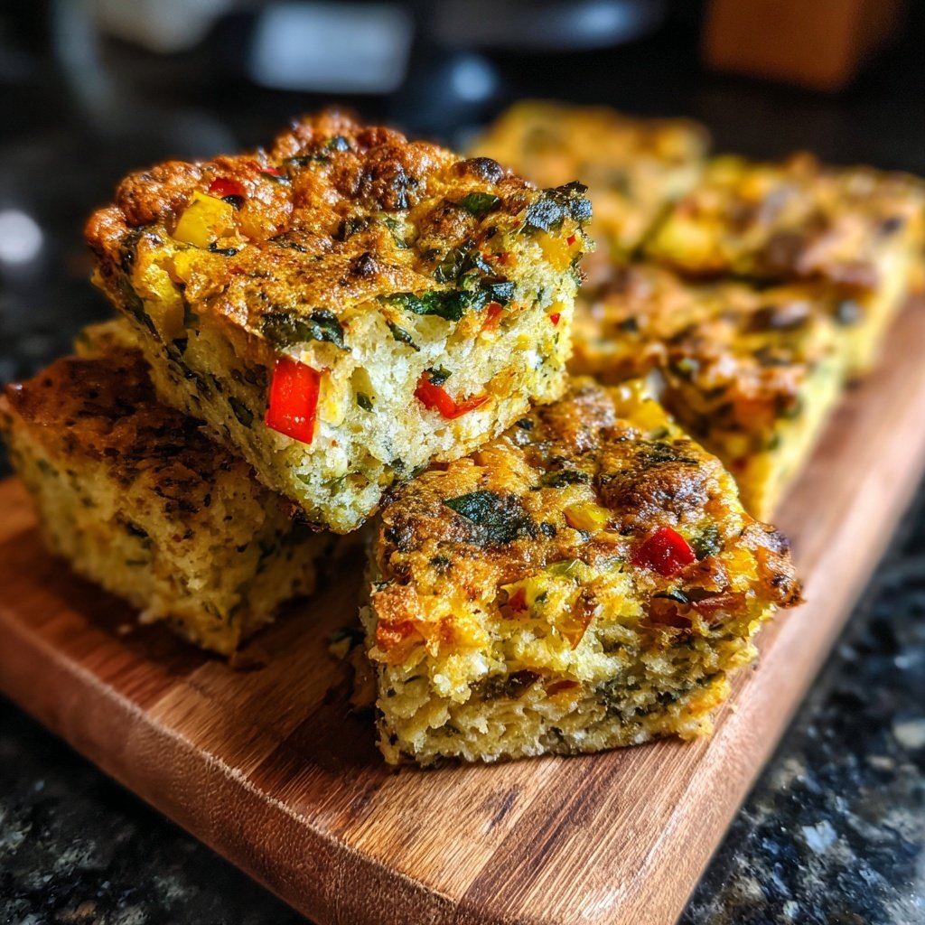 Super Bowl Savory Veggie Muffin Squares