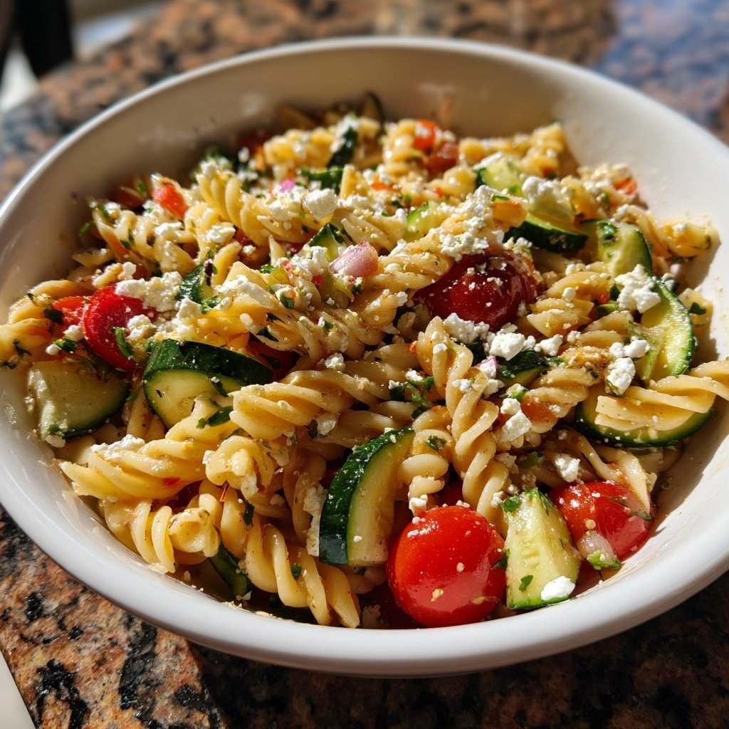 Mediterranean Pasta Salad With Feta